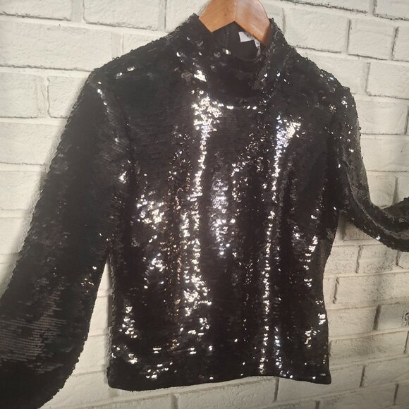 FRAME Black Sequin Turtleneck - Picture 2 of 3